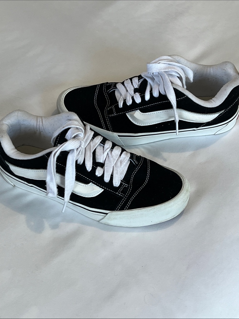 Vans Knu Skool Suede Low Top Sneakers w/ 3D Molded Side Stripe and Puffy Tongue